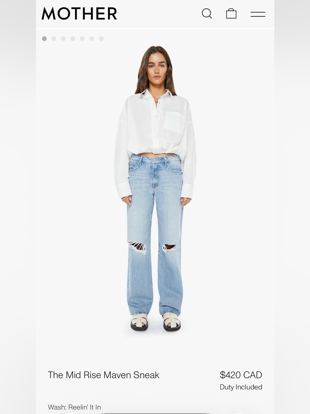 NWT MOTHER | Mid-Rise Maven Sneak | Reelin’ It In | 26